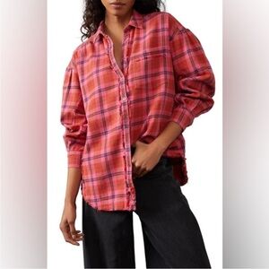 We the Free Red Plaid Button-Up Shirt